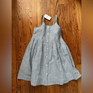 Size 5T NWT Crewcuts blue-and-white striped romper.classic summer dress.